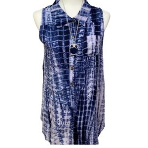 Paper Moon Ombré Sleeveless Henley Blouse